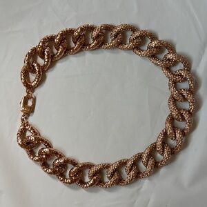 VTG St. John Necklace Mint Cuban LINK Rhinestone Plate Gold 70'S Signed Gorgeous